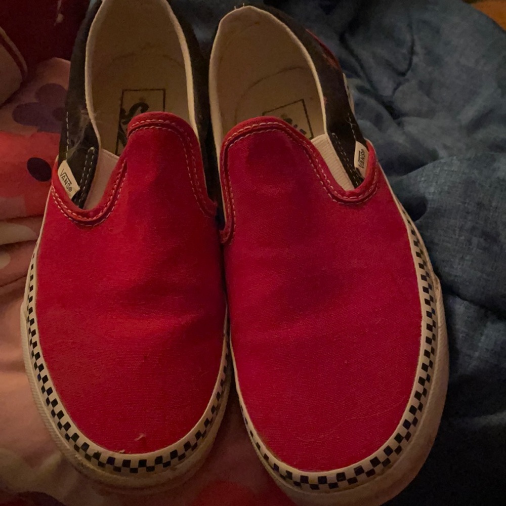 Vans red and black